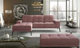 Kampinė sofa Torrense Mat Velvet 63, rožinė sp., kairinė, 265 x 175 cm x 98 cm