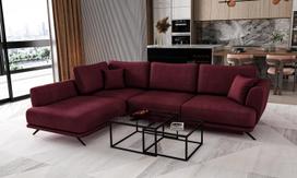 Kampinė sofa Larde Velvetmat 25, tamsiai violetinė sp., kairinė, 191 x 276 cm x 90 cm