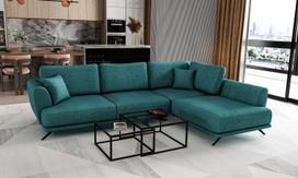 Kampinė sofa Larde Borneo 38, mėlyna sp., dešininė, 276 x 191 cm x 90 cm