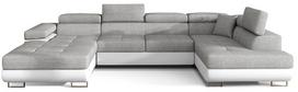 Kampinė sofa Rodrigo Sawana 21, Soft 17, balta sp./šviesiai pilka sp., dešininė, 202 x 345 cm x 90 cm