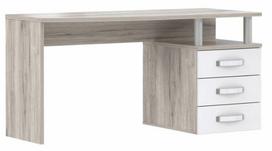 Rašomasis stalas su stalčiais Forte Rondino 3 RDIB211-T30, 138 cm x 59.9 cm, 70.2 cm, balta sp./pilka sp.