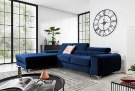 Kampinė sofa Grayson Velvetmat 40, tamsiai mėlyna sp., kairinė, 205 x 278 cm x 92 cm