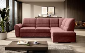 Kampinė sofa Siber Lukso 24, rožinė sp., dešininė, 186 x 270 cm x 93 cm