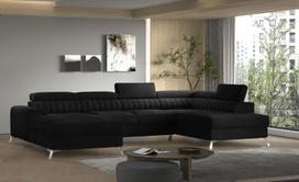 Kampinė sofa Lacante Loco 10, juoda sp., dešininė, 202 x 354 cm x 92 cm