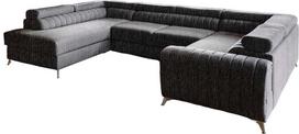 Kampinė sofa Louis Marte 10, juoda sp., kairinė, 202 x 347 cm x 92 cm