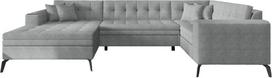 Kampinė sofa Montez Gojo 4, pilka sp., kairinė, 180 x 340 cm x 93 cm