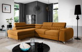Kampinė sofa Laurence Monolith 48, geltona sp., kairinė, 205 x 278 cm x 92 cm