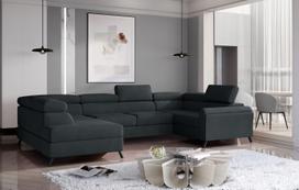 Kampinė sofa Escada Monolith 97, tamsiai pilka sp., kairinė, 200 x 330 cm x 98 cm