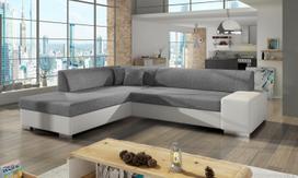 Kampinė sofa Porto Sawana 21, Soft 17, balta sp./pilka sp., kairinė, 217 x 278 cm x 74 cm