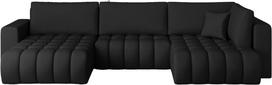 Kampinė sofa Bonito Softis 11, juoda sp., kairinė, 170 x 340 cm x 92 cm