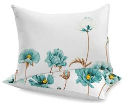 Pagalvės užvalkalas Rustilė Milky Flowers 285, ruda sp./balta sp./žydra sp., 60 cm x 60 cm