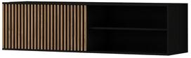 TV staliukas Meorati 150, ąžuolo sp./juoda sp., 150 cm x 40 cm x 40 cm