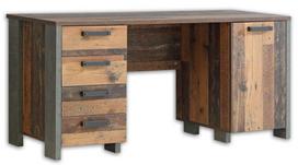 Rašomasis stalas su spintele Forte Clif Roller CLFB221-C546, 155 cm x 60 cm, 74 cm, tamsiai pilka sp./tamsiai ruda sp.