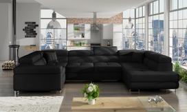 Kampinė sofa Letto Sawana 14, juoda sp., dešininė, 202 x 340 cm x 90 cm