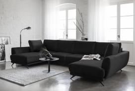 Kampinė sofa Larco Loco 10, juoda sp., 191 x 362 cm x 90 cm