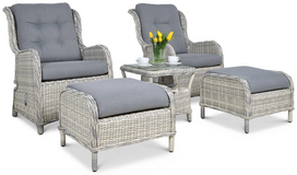 Lauko baldų komplektas Focus Garden Sienna Duo Premium, balta sp./pilka sp., 2 vietų