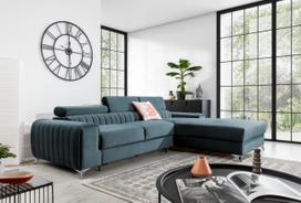 Kampinė sofa Grayson Velvetmat 100, mėlyna sp., dešininė, 205 x 278 cm x 92 cm
