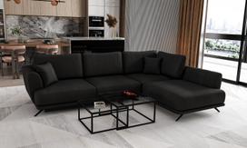 Kampinė sofa Larde Velvetmat 10, juoda sp., dešininė, 191 x 276 cm x 90 cm