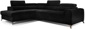 Kampinė sofa Laurence Mat Velvet 99, juoda sp., kairinė, 205 x 278 cm x 92 cm