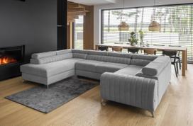 Kampinė sofa Louis Gojo 4, šviesiai pilka sp., kairinė, 202 x 347 cm x 92 cm