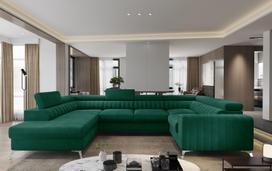 Kampinė sofa Louis Nube 35, tamsiai žalia sp., kairinė, 202 x 347 cm x 92 cm