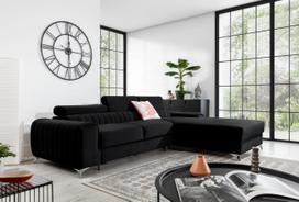 Kampinė sofa Grayson Velvetmat 10, juoda sp., dešininė, 205 x 278 cm x 92 cm