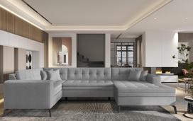 Kampinė sofa Montez Flores 4, pilka sp., dešininė, 180 x 340 cm x 93 cm