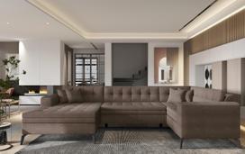 Kampinė sofa Montez Poco 22, ruda sp., kairinė, 180 x 340 cm x 93 cm