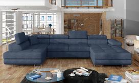 Kampinė sofa Rodrigo Omega 86, tamsiai mėlyna sp., kairinė, 202 x 345 cm x 90 cm