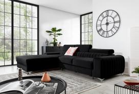 Kampinė sofa Grayson Velvetmat 10, juoda sp., kairinė, 205 x 278 cm x 92 cm