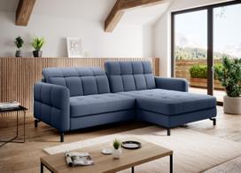 Kampinė sofa Lorelle Omega 86, mėlyna sp., dešininė, 160 x 225 cm x 105 cm