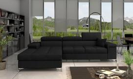 Kampinė sofa Ricardo Kronos 07, juoda sp., kairinė, 205 x 280 cm x 88 cm