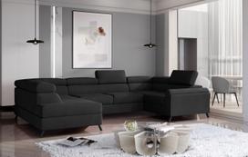 Kampinė sofa Escada Mat Velvet 99, juoda sp., kairinė, 200 x 330 cm x 98 cm