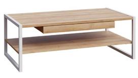 Kavos staliukas Forte, ąžuolo sp./balta sp., 111 cm x 60 cm x 40 cm