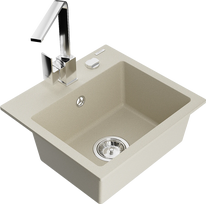 Virtuvinė plautuvė Mexen Milo 6505-69-670300-00, granitas, 43.5 cm x 41 cm x 17.1 cm, chromo sp./smėlio sp.