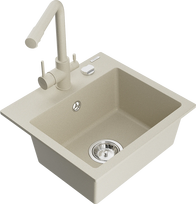 Virtuvinė plautuvė Mexen Milo 6505-69-671600-69, granitas, 43.5 cm x 41 cm x 17.1 cm, smėlio sp.