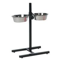 Stovas su dubenėliais šuniui Karlie Dinner Set, 3.2 l, 45 cm x 27 cm x 40 cm, sidabro sp./juoda sp.
