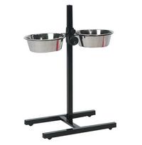 Stovas su dubenėliais šuniui Karlie Dinner Set, 5 l, 25 cm x 25 cm, sidabro sp./juoda sp.