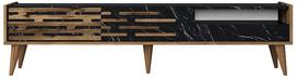 TV staliukas Kalune Design Valensiya, juoda sp./marmuro sp./riešuto sp., 180 cm x 45 cm x 35 cm