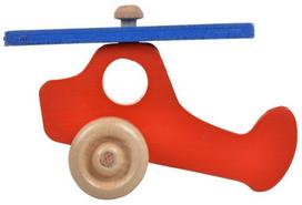 Stumiamas žaislas Wood&Joy Mini Airplane, 9 cm, mėlyna sp./raudona sp.
