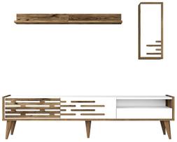 Sekcija Kalune Design Valensiya 845HCT5343, balta sp./riešuto sp., 45 cm x 180 cm x 35 cm, 3 vnt.