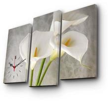 Laikrodis - paveikslas Wallity Canvas 3PATCS-18, balta sp./pilka sp./smėlio sp., 39 cm x 20 cm