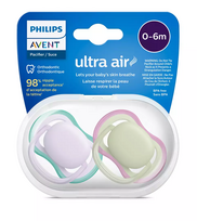 Čiulptukų rinkinys Philips Avent Ultra Air Neutral, 0 mėn., žalia sp./violetinė sp.