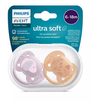 Čiulptukas Philips Avent Ultra Soft Deco, nuo 6 mėnesių, oranžinė sp./rožinė sp.