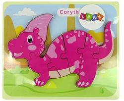 Medinė dėlionė Lean Toys Corythosaurus 10344, 18 cm x 16 cm, violetinė sp.
