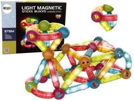 Magnetinis konstruktorius Lean Toys Magnetic Blocks Šviečiantys pagaliukai 14656, 76 vnt.