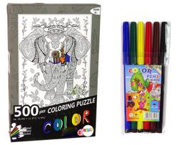 Dėlionė Lean Toys Elephant 14154, 70 cm x 50 cm, 500 vnt., balta sp.