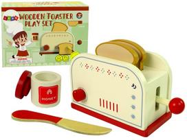 Žaislinė buitinė technika, skrudintuvas Lean Toys Wooden Toaster 10187, įvairių spalvų