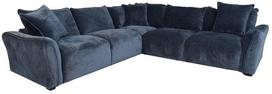 Kampinė sofa, su pufu Home4you Divi, tamsiai mėlyna sp., 276 x 276 cm x 84 cm