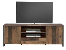 TV staliukas Forte, ruda sp./juoda sp., 41.6 cm x 181.4 cm x 64 cm